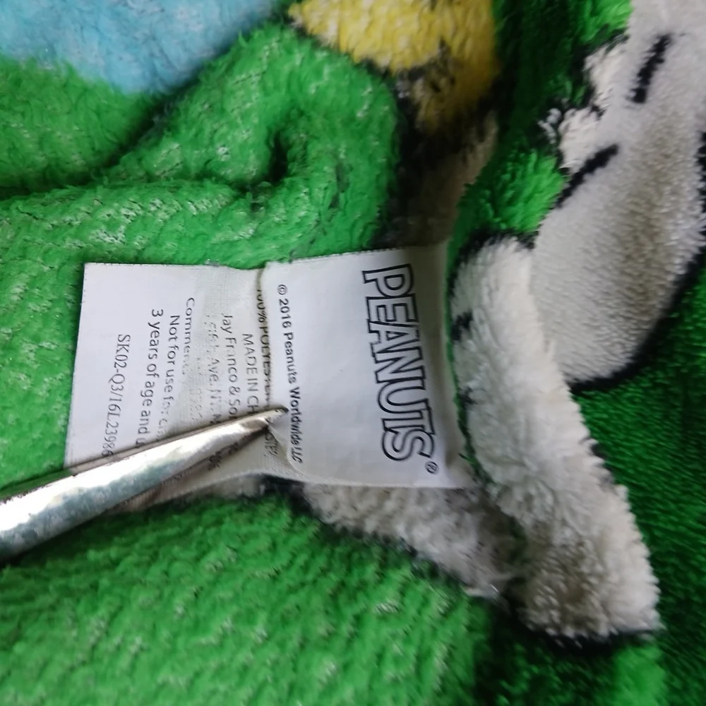 Peanuts Snoopy Woodstock Blanket Green Fleece 60 x 44